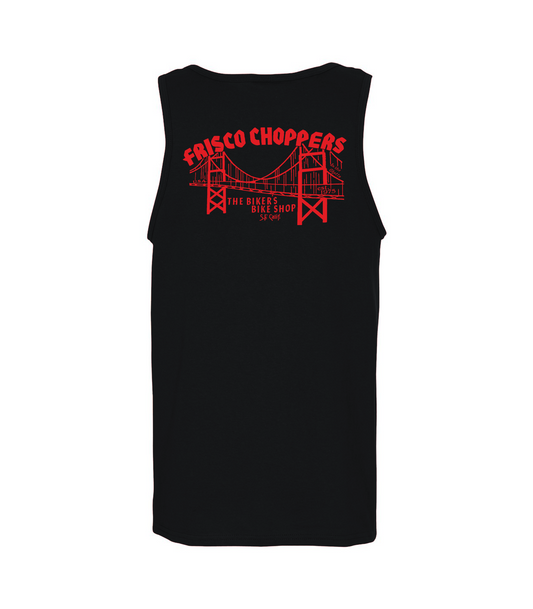 Frisco Choppers Black Tanktop with Yellow and Red Frisco Choppers logo