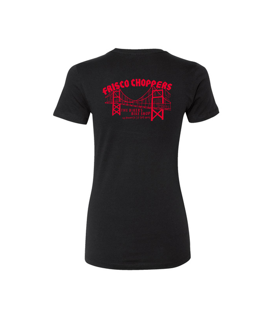 Ladies Frisco Yellow & Red Skull and Pistons Short Sleeve