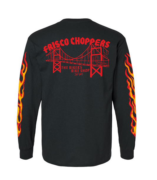 Frisco Choppers Flaming Skull Yellow & Red Long Sleeve