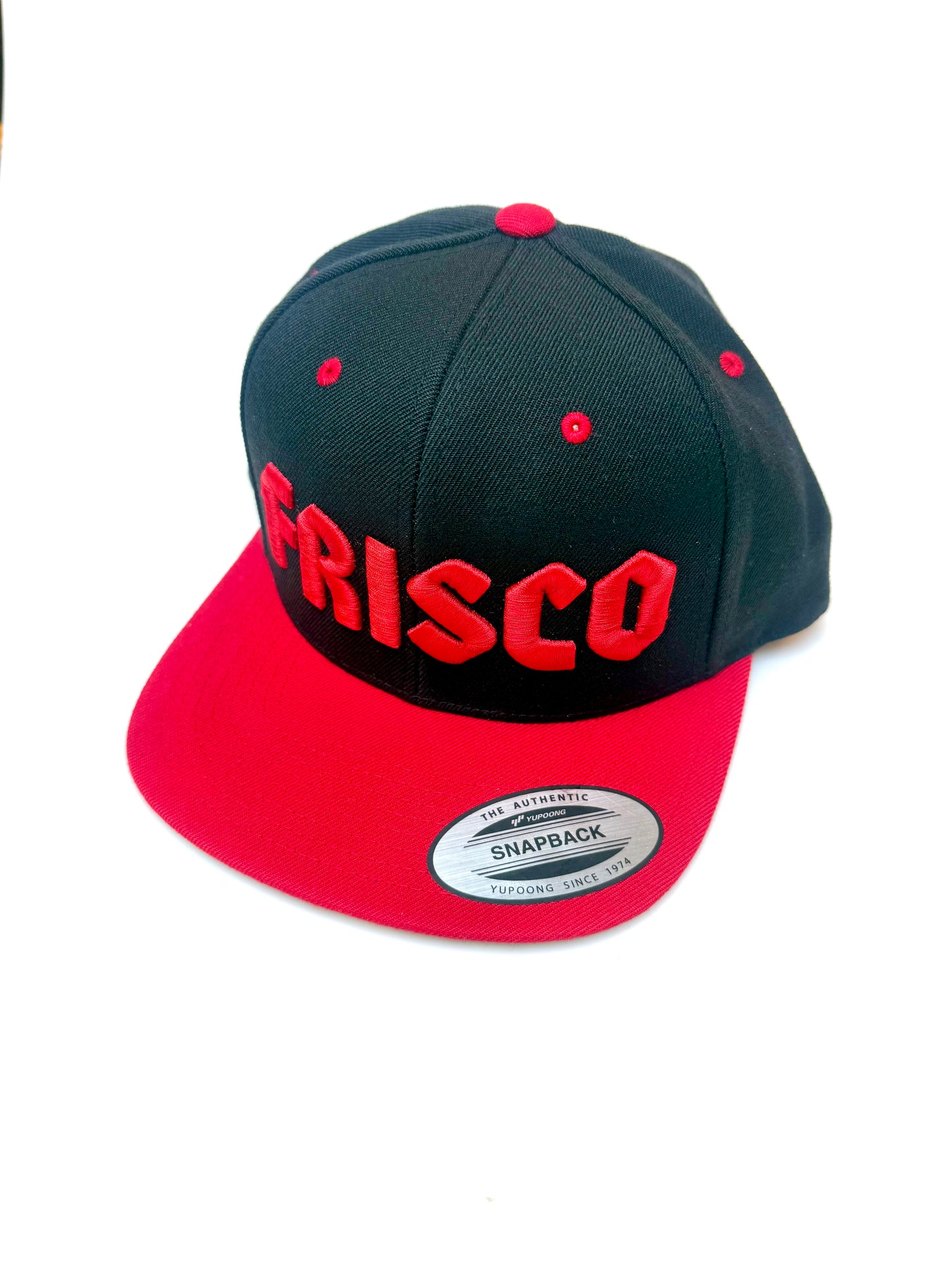 Black with Red Bill OG FRISCO PUFF SNAPBACK Baseball Hat