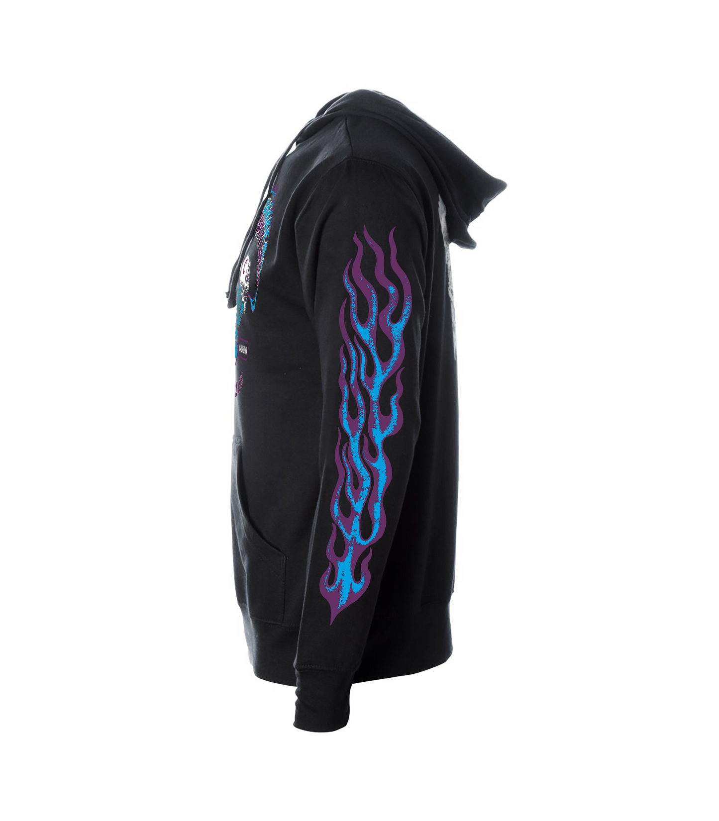 Frisco Choppers Black Hoodies with Blue & Purple Skull and Flame Logo
