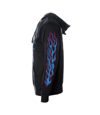 Frisco Choppers Black Hoodies with Blue & Purple Skull and Flame Logo
