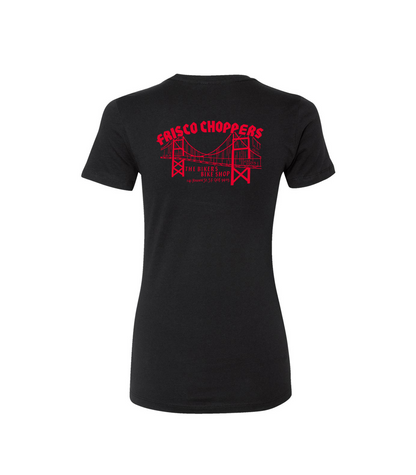 Ladies Frisco Yellow & Red Skull and Pistons Short Sleeve