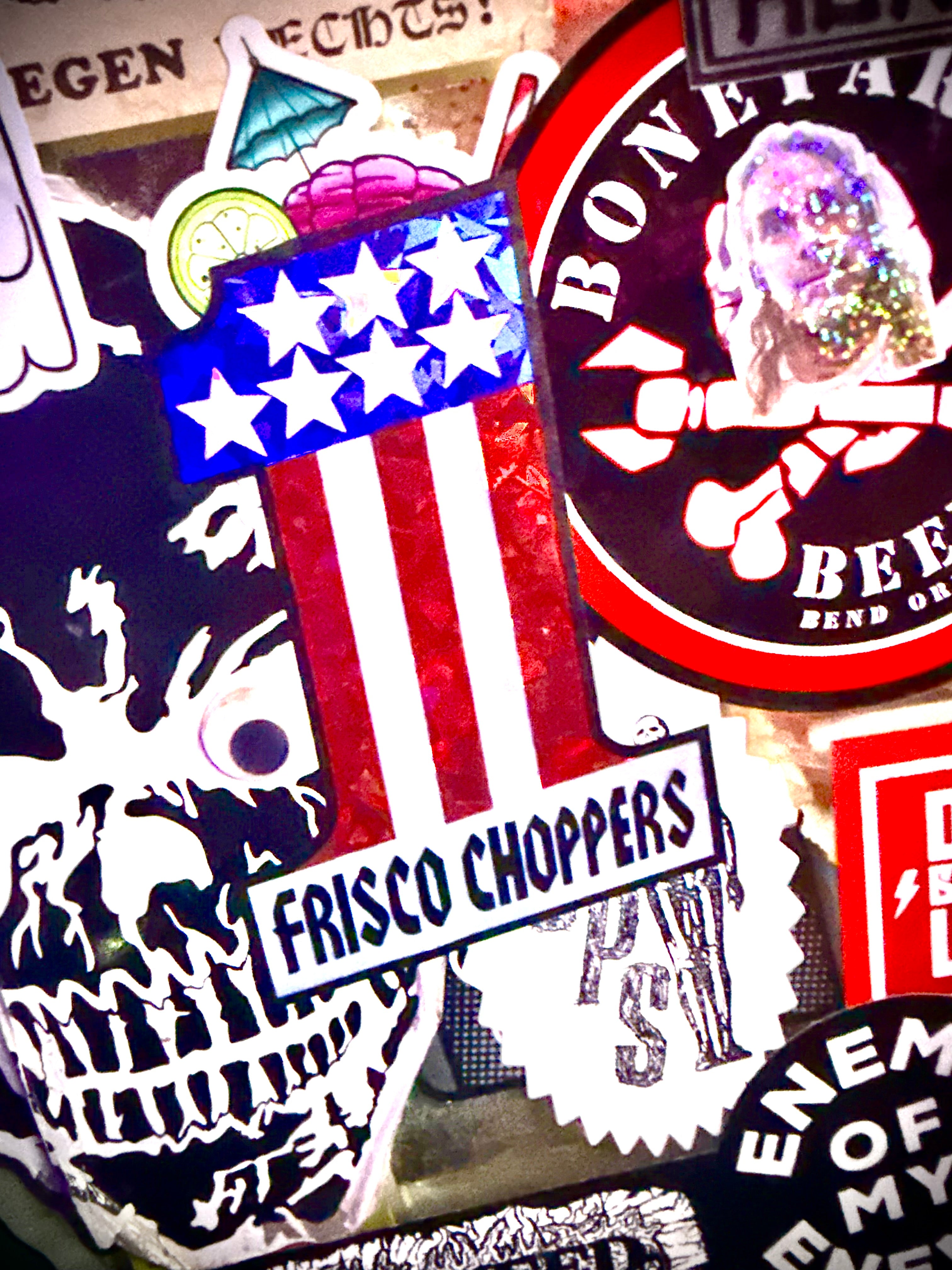 Sticker / Frisco Choppers Red White & Blue Number One