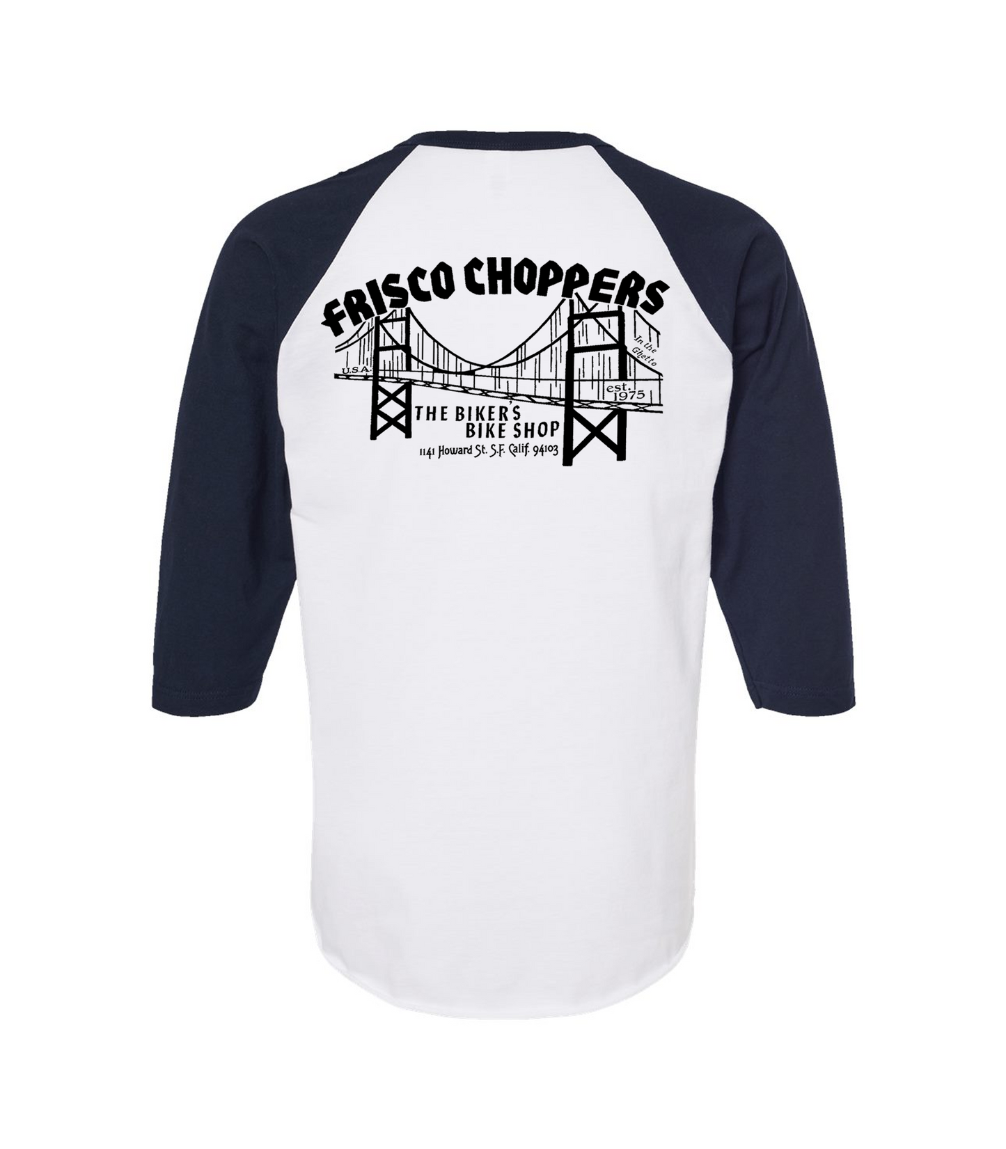 3/4 Baseball T Shirt Dark Blue & White