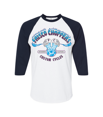 3/4 Baseball T Shirt Dark Blue & White