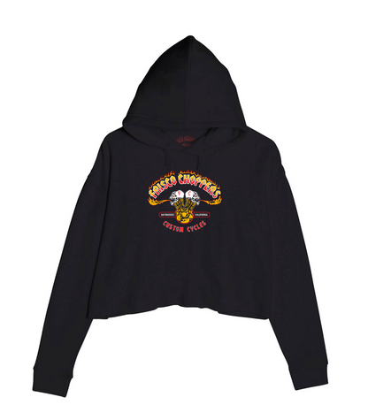 Ladies Frisco Choppers Red & Yellow Cropped Hoddie