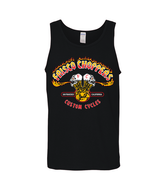 Frisco Choppers Black Tanktop with Yellow and Red Frisco Choppers logo